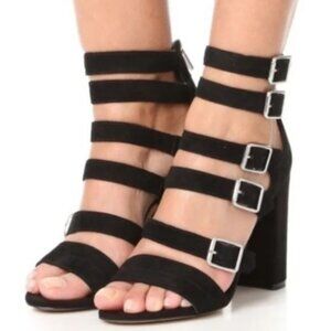 Sam Edelman Yasmina Black Suede Strappy Heeled Sandal Size 8